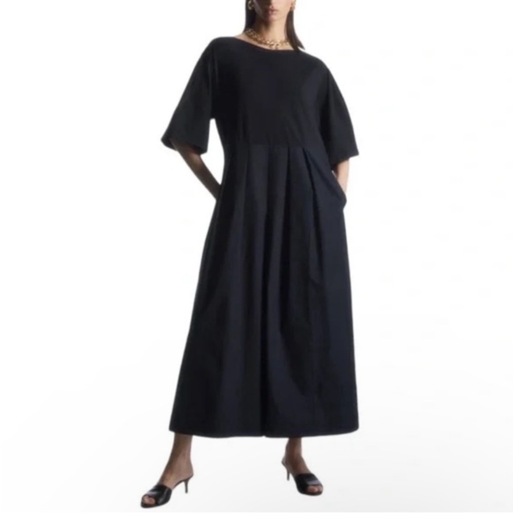 COS Pleated Wide-Leg Jumpsuit, Navy, Women’s XS